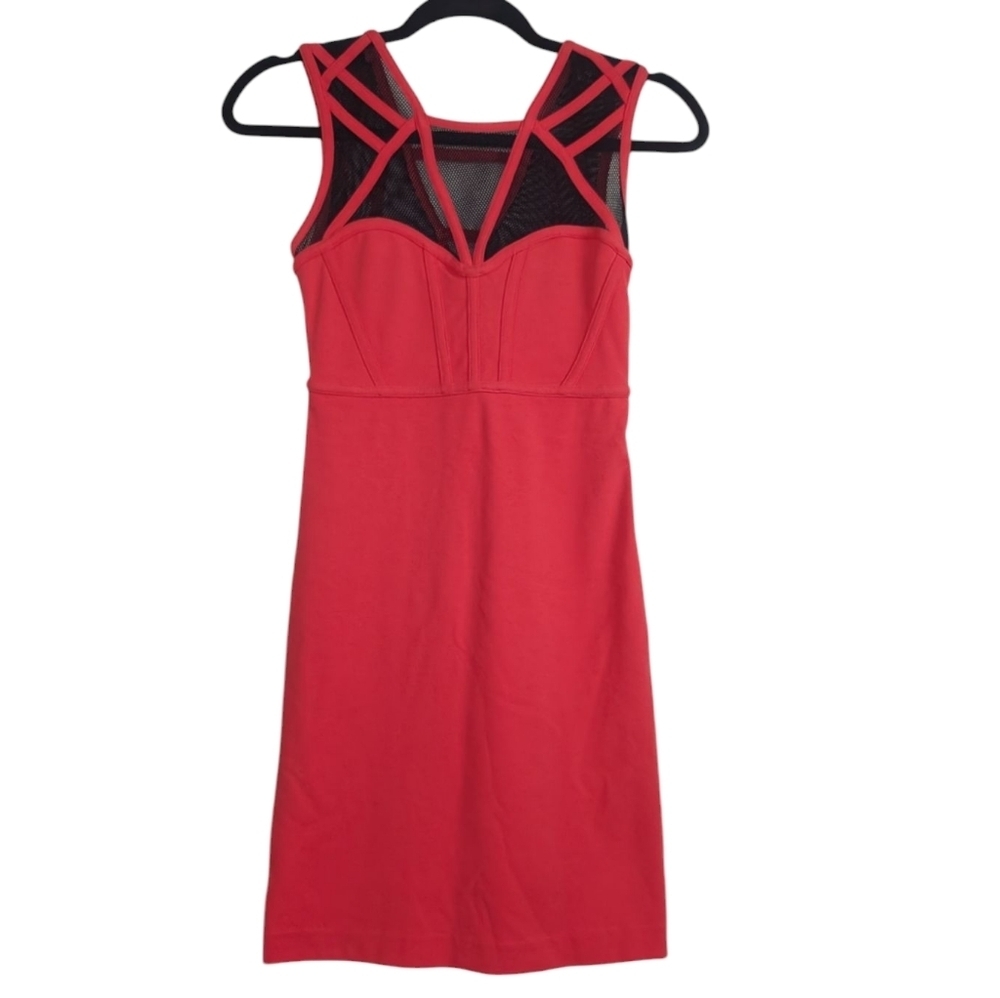 Versace Collection Red Sheath Mini Dress with Sweetheart Neckline